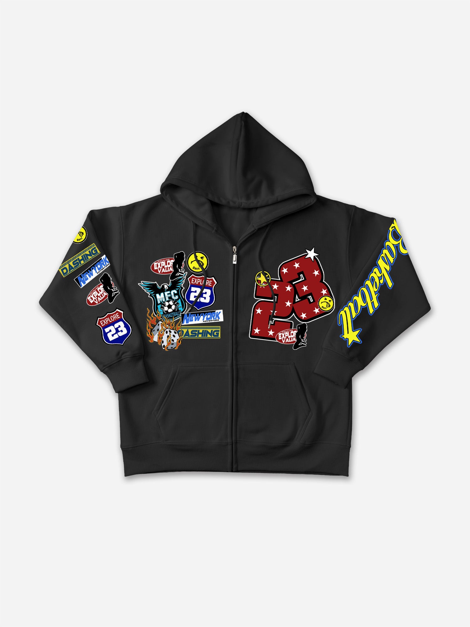Vintage Fun Badge No 23 Graphic Zip-up Hoodie
