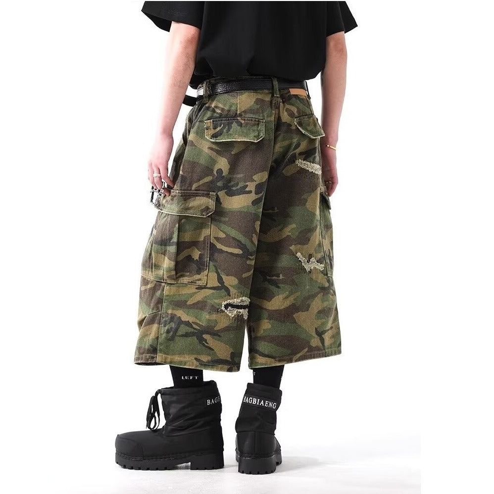 Men's Retro Workwear Pocket Camouflage Cargo Shorts