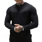 Men's Sports Fitness Stretch Long-sleeve Polo T-shirt