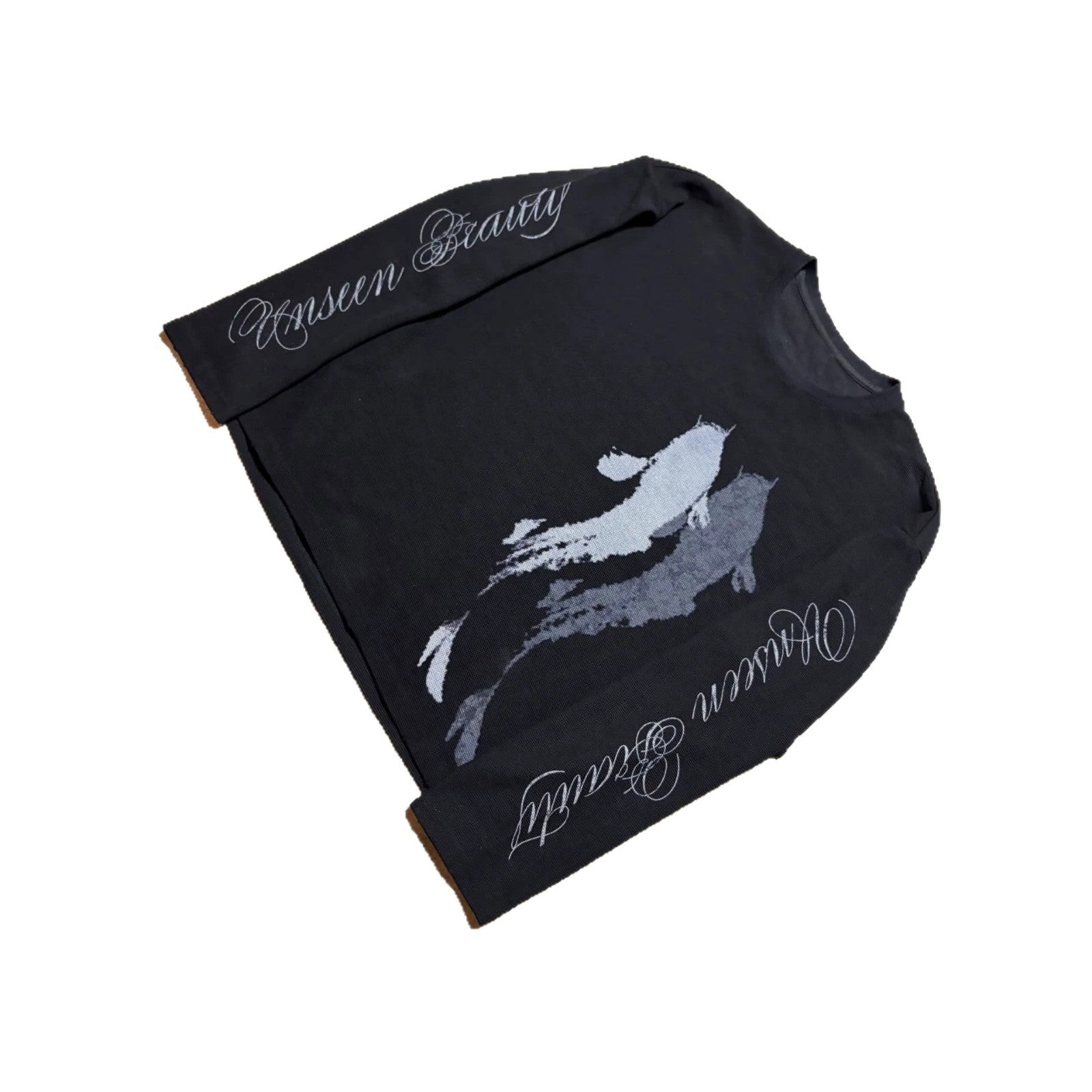 Harajuku Y2k Koi Fish Pattern Waffle Long-sleeved Tee