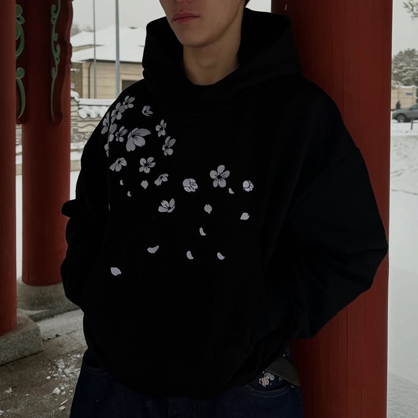Japanese Style Cherry Blossom Embroidered Hoodies