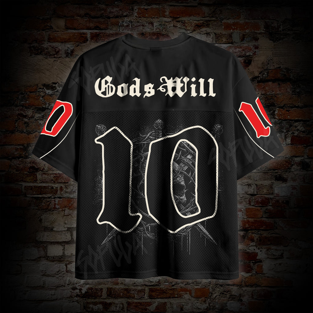 God's Will Gothic Graphic Mesh Jersey T-shirt