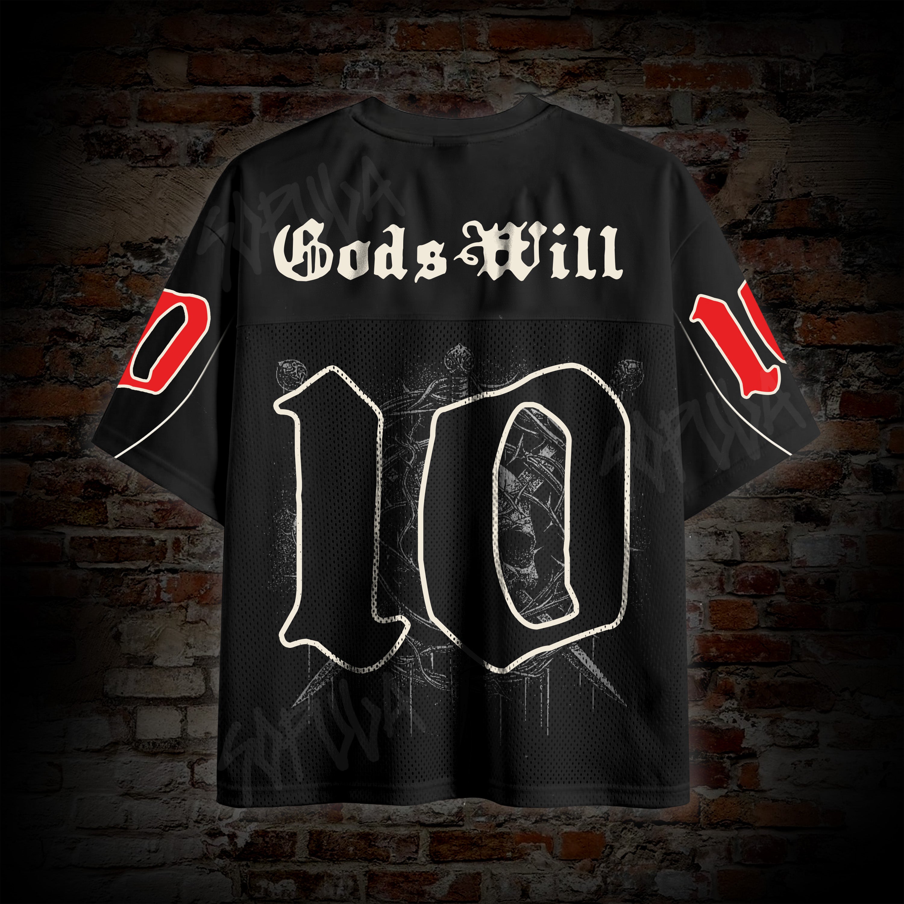 God's Will Gothic Graphic Mesh Jersey T-shirt