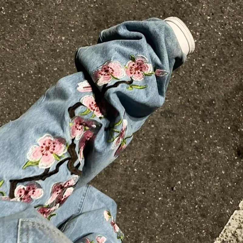 Men's Y2k Fashion Floral Embroidered Baggy Jeans