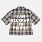 I Am Allergic To People Slogan Graphic Plaid Jacket Shirt
