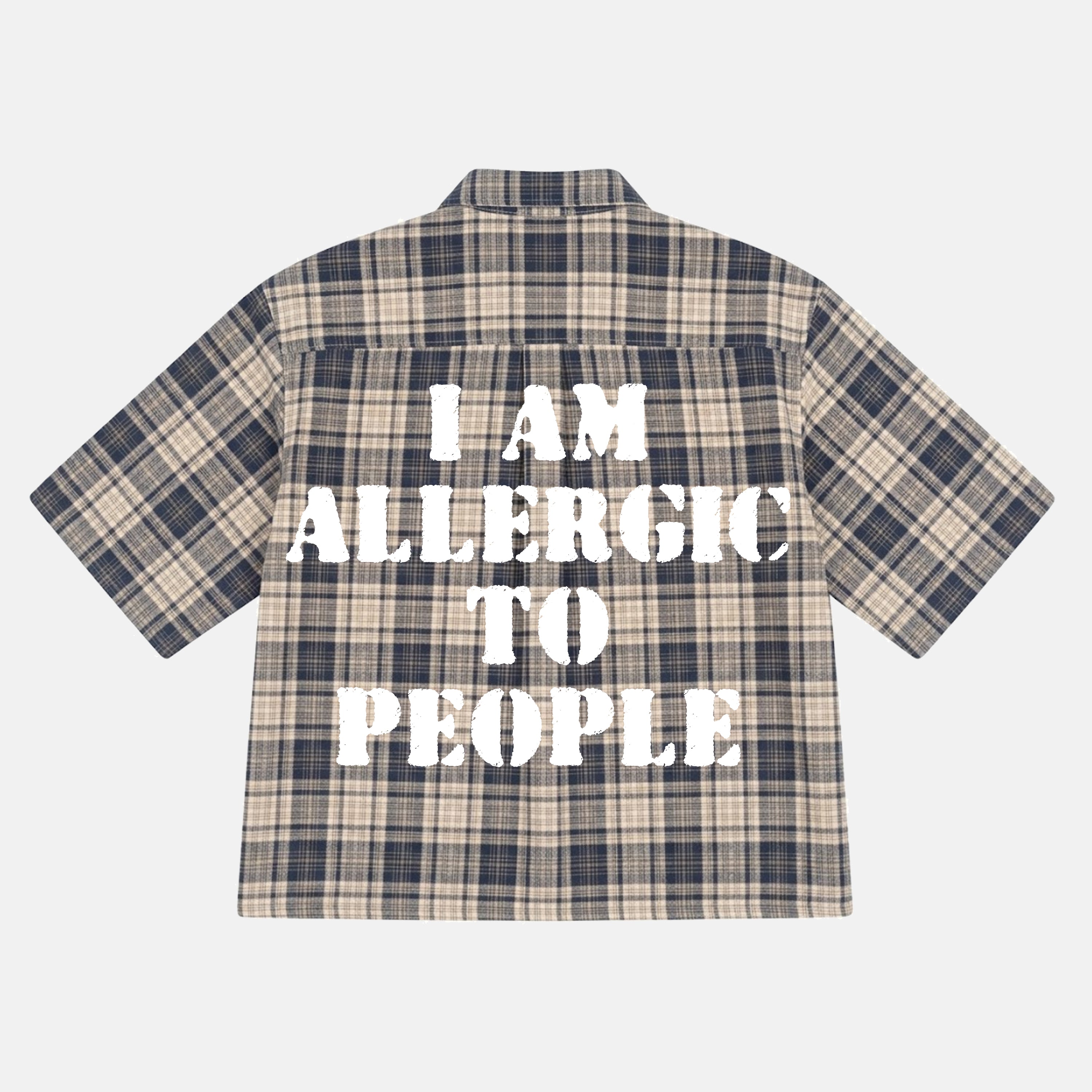 I Am Allergic To People Slogan Graphic Plaid Jacket Shirt