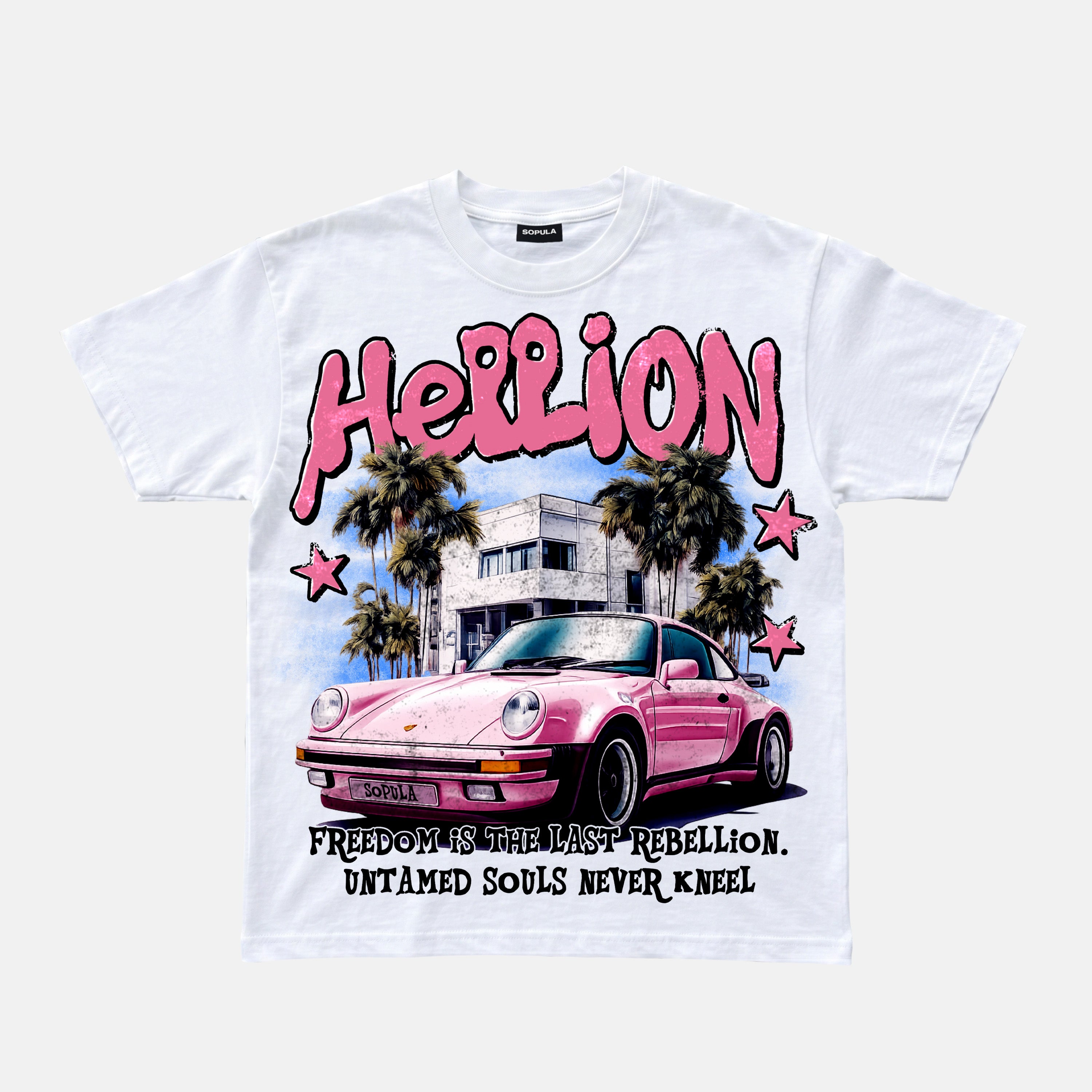West Coast Little Devil Street  Sports Car Vintage Graphic Cotton T-shirt