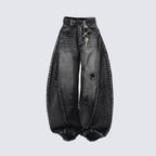 Retro Gradient Embroidered Patchwork Baggy Jeans