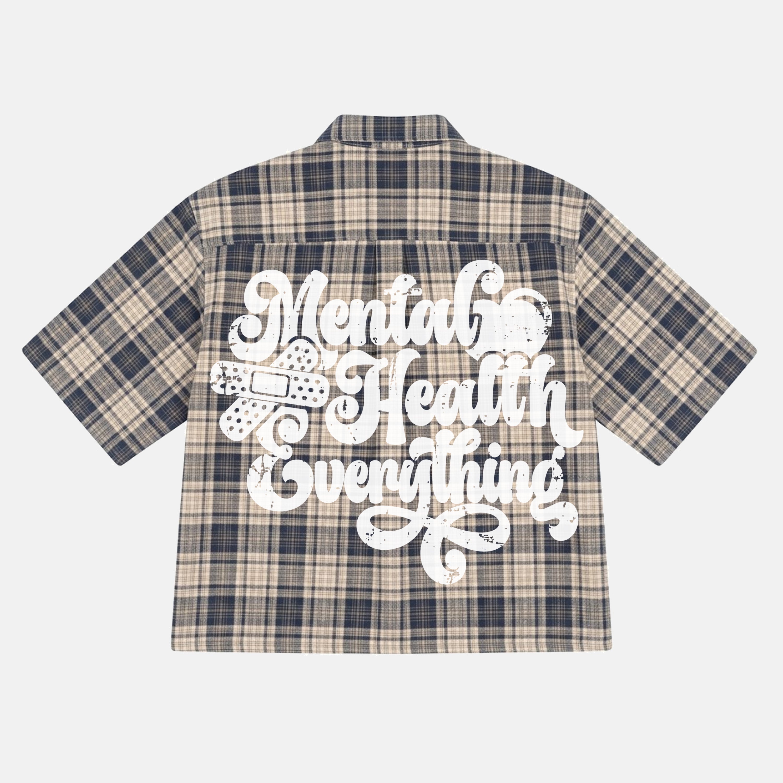 Mental Health Matters Most Retro Slogan Graphic Plaid Jacket Shirt