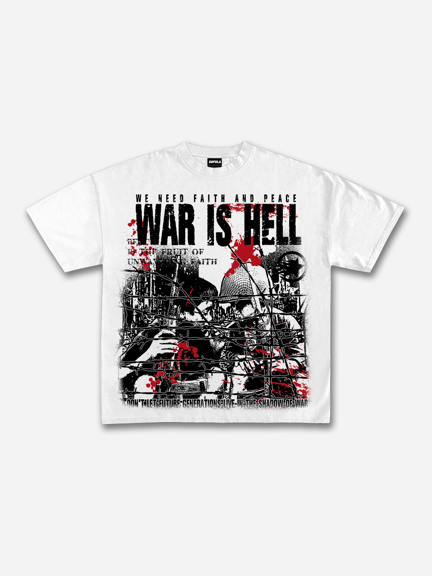 War Is A Hell Retro Old Graphic Cotton T-shirt