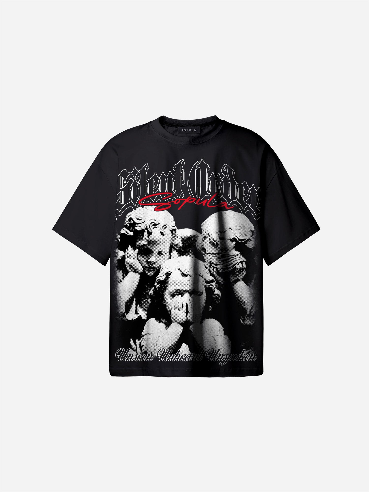 Blind Mute Bound Vintage Angel Graphic Cotton T-shirt