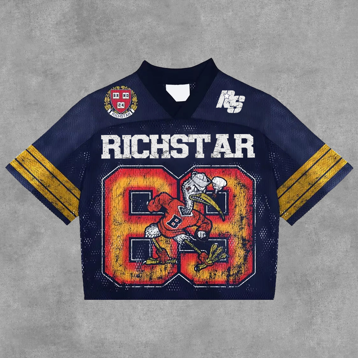Vintage Rich Star No.69 Graphics Blokette Blokecore V-neck T-shirt