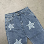 Men's Distressed Stylish Star Patch Street Jeans