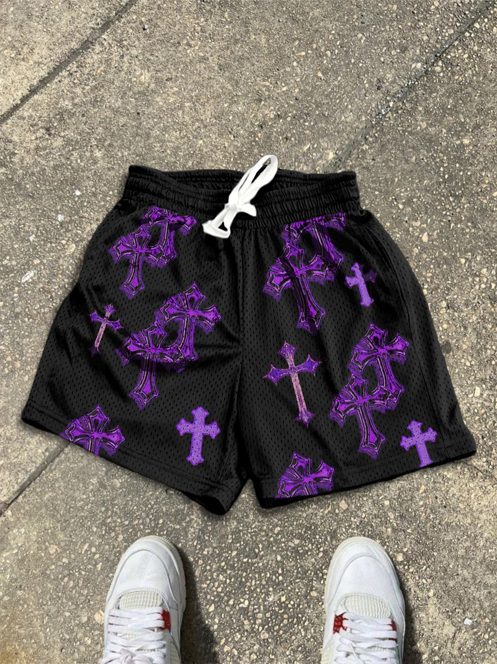 Cross Graphic Dot Mesh Shorts