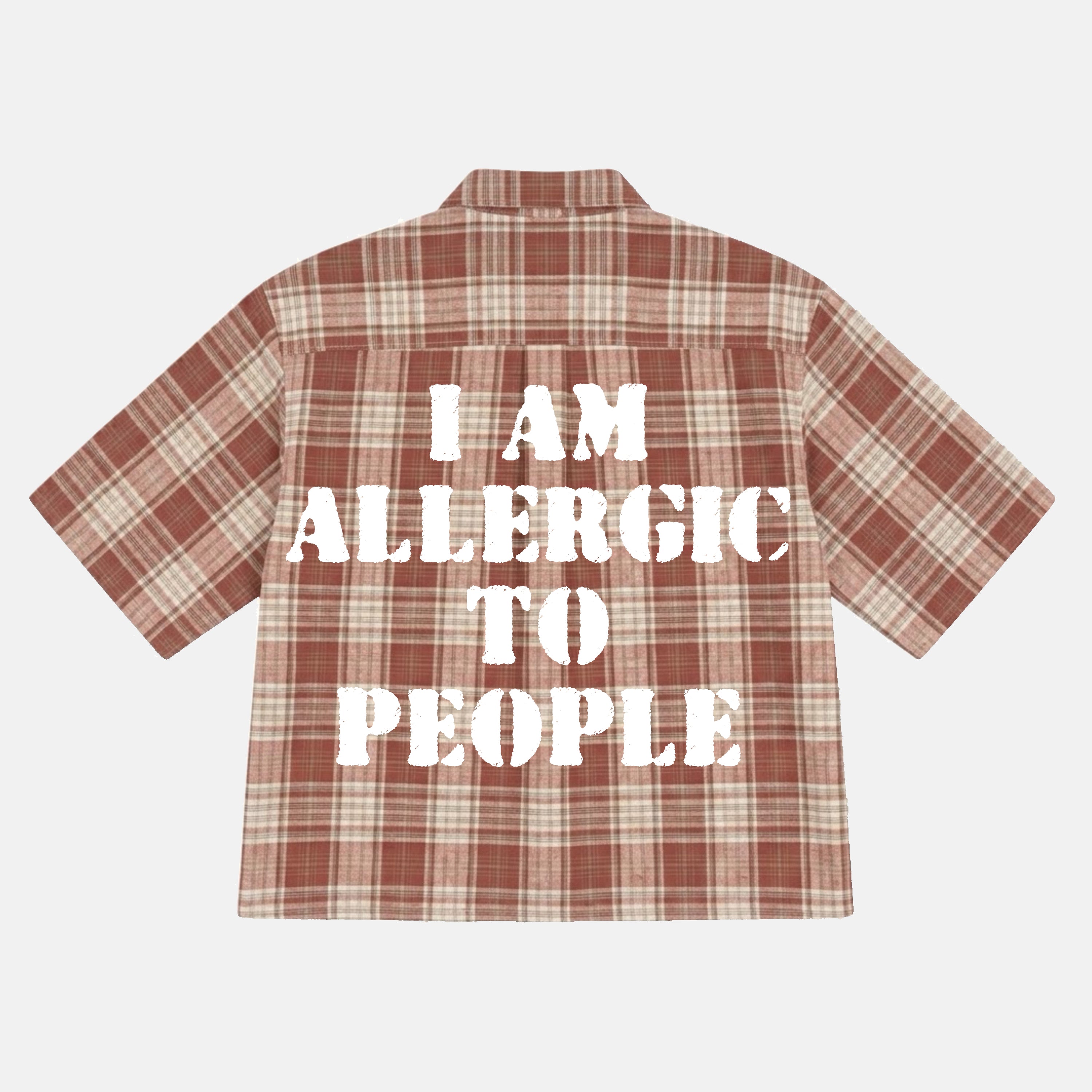 I Am Allergic To People Slogan Graphic Plaid Jacket Shirt