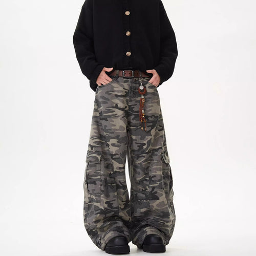 Buck Knife Camouflage Denim Wide-leg Work Baggy Jeans