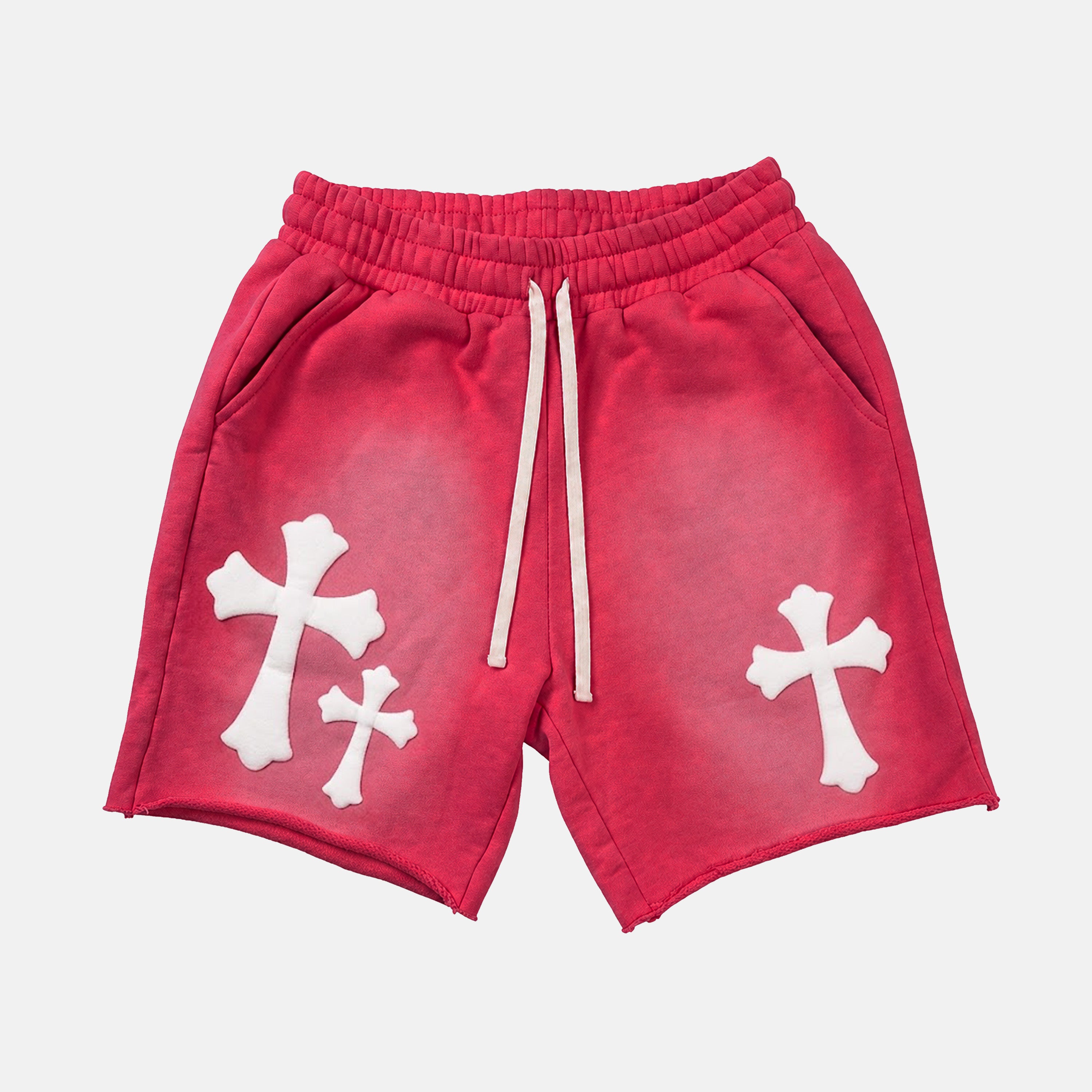 The Cross Foaming Process Graphic Washed Shorts