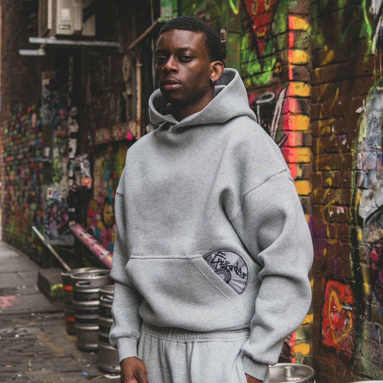 Street-style Cd-print Embroidered Pocket Sweatshirt