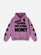 Vintage Chasing Money Graphic Acid Washed Oversized Hoodie