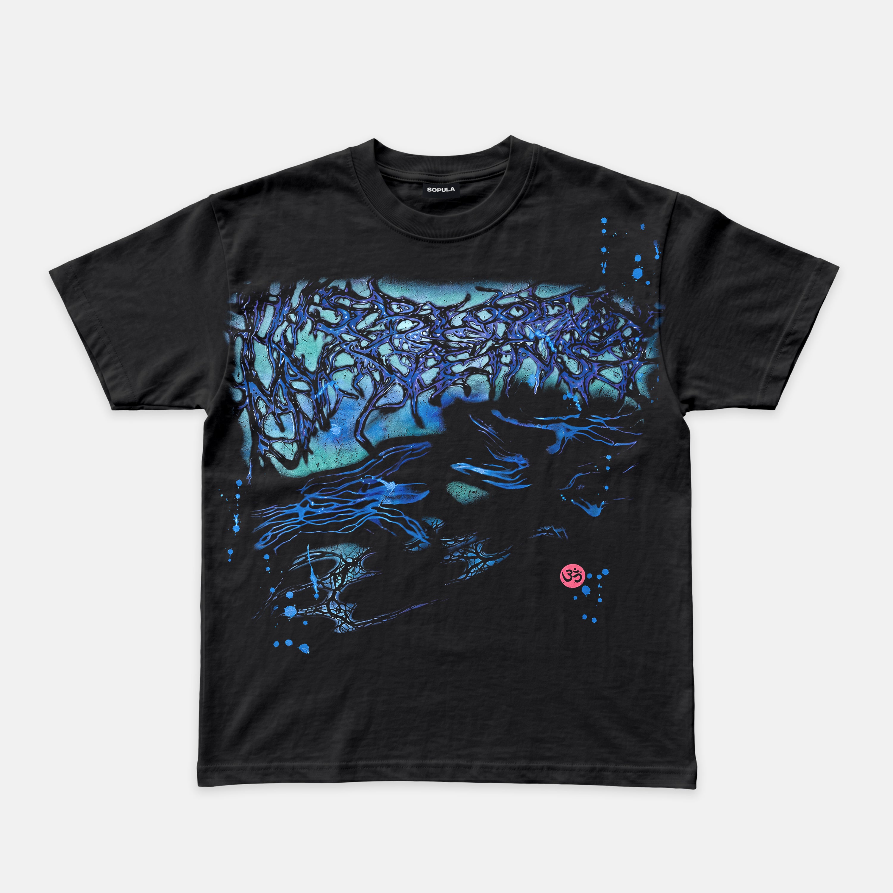 Creation Blue Abstract Graphic Cotton T-shirt