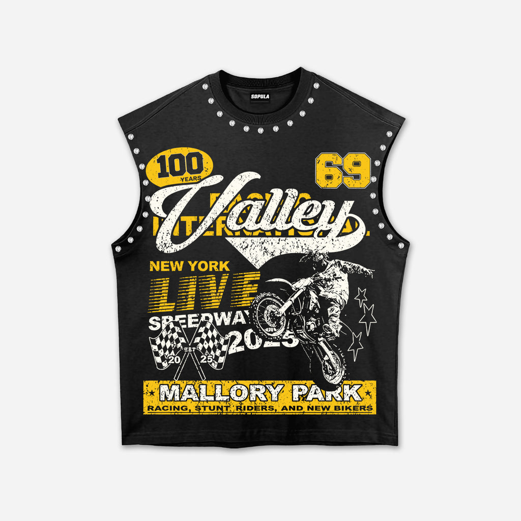 Men's Vintage Motorcycle Letter Print Vest