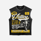 Men's Vintage Motorcycle Letter Print Vest