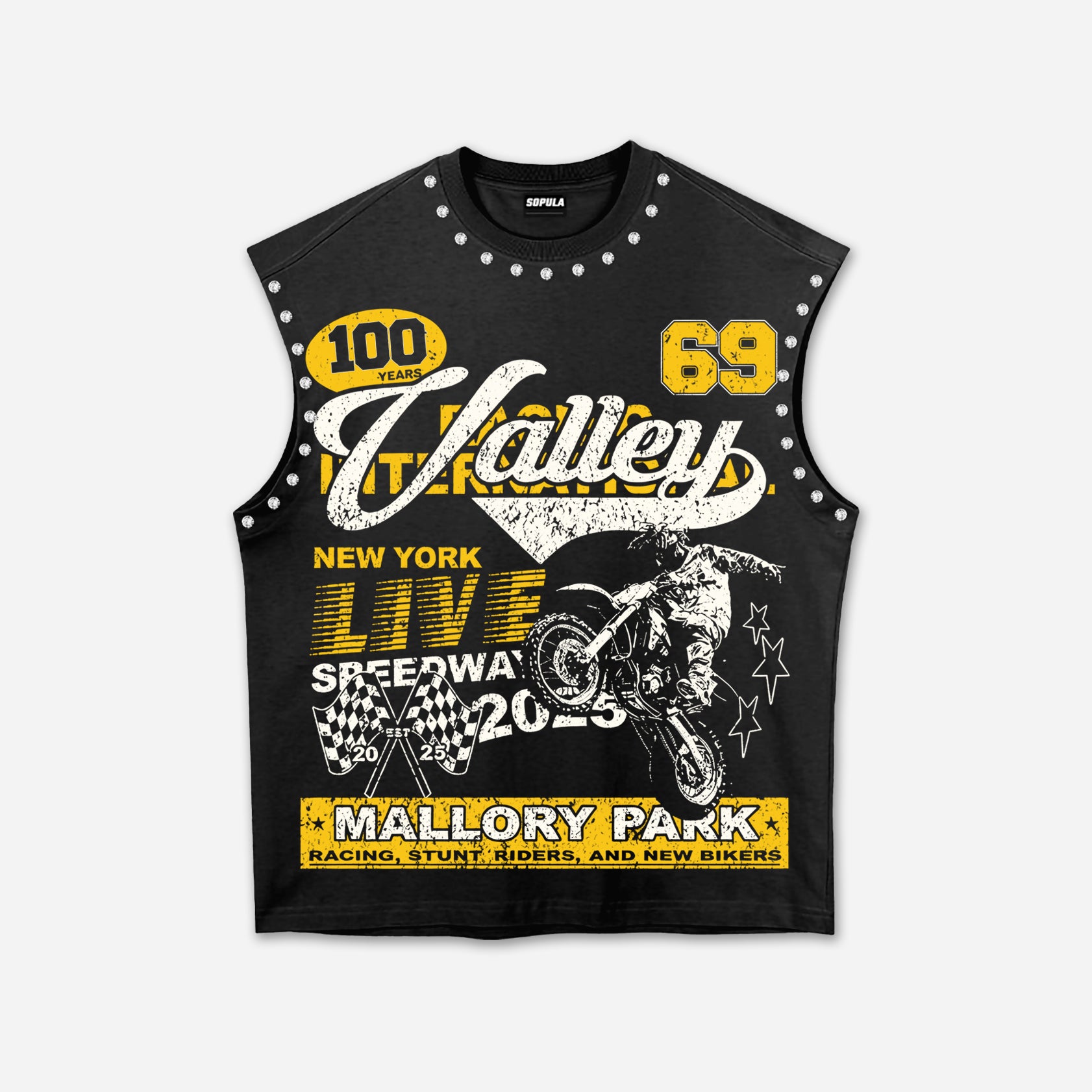 Men's Vintage Motorcycle Letter Print Vest
