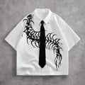 Men's Centipede Print Loose Short-sleeved Shirt