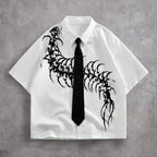 Men's Centipede Print Loose Short-sleeved Shirt