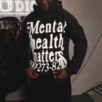 Mental Health Is Important Puff Print Pullover Cropped Hoodie