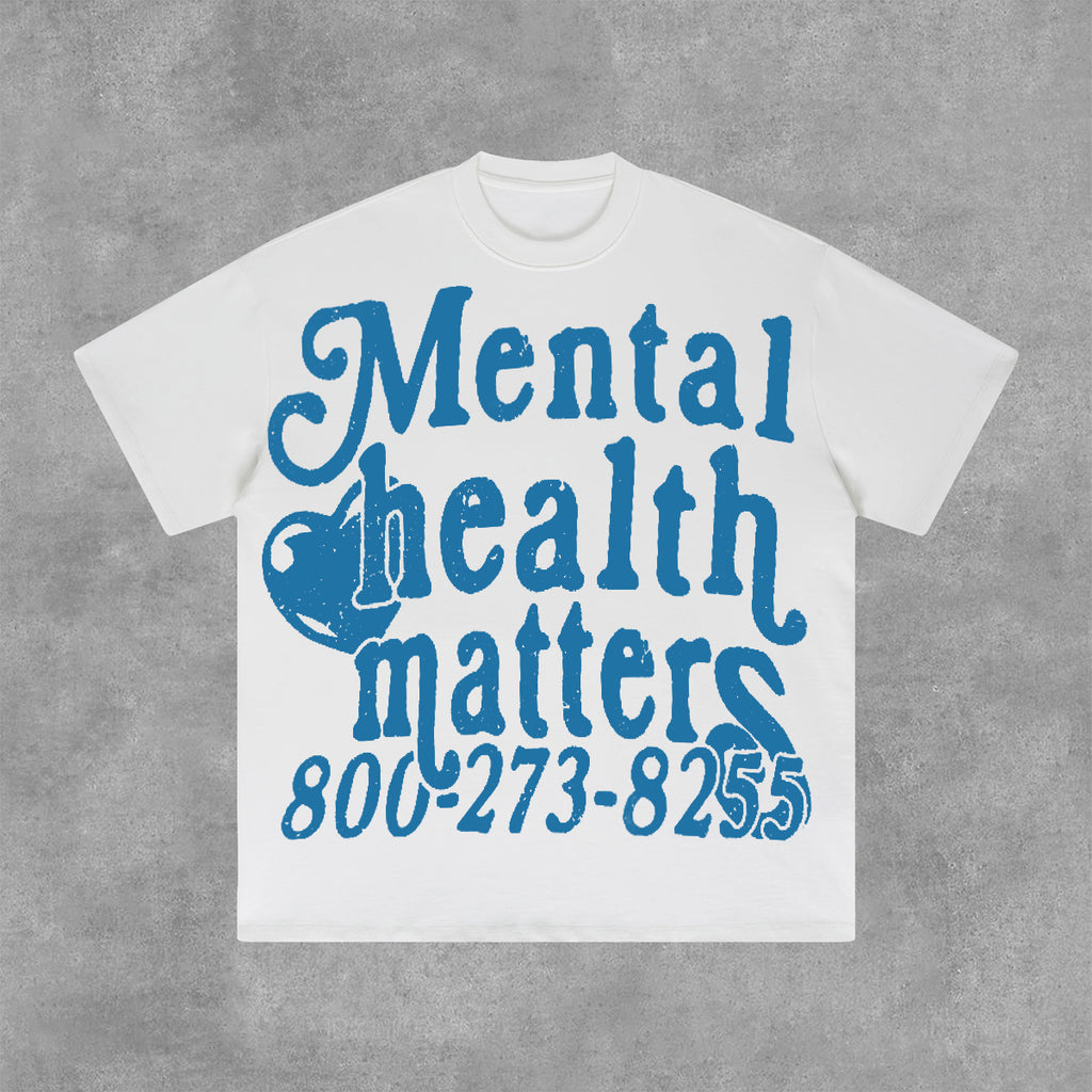 Vintage Mental Health Matters Graphic Short Sleeve T-Shirt