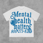 Vintage Mental Health Matters Graphic Short Sleeve T-Shirt