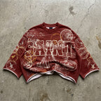 Saints Stamp Collage Vitruvian Man Vintage Graphic Boxy Crop T-shirt