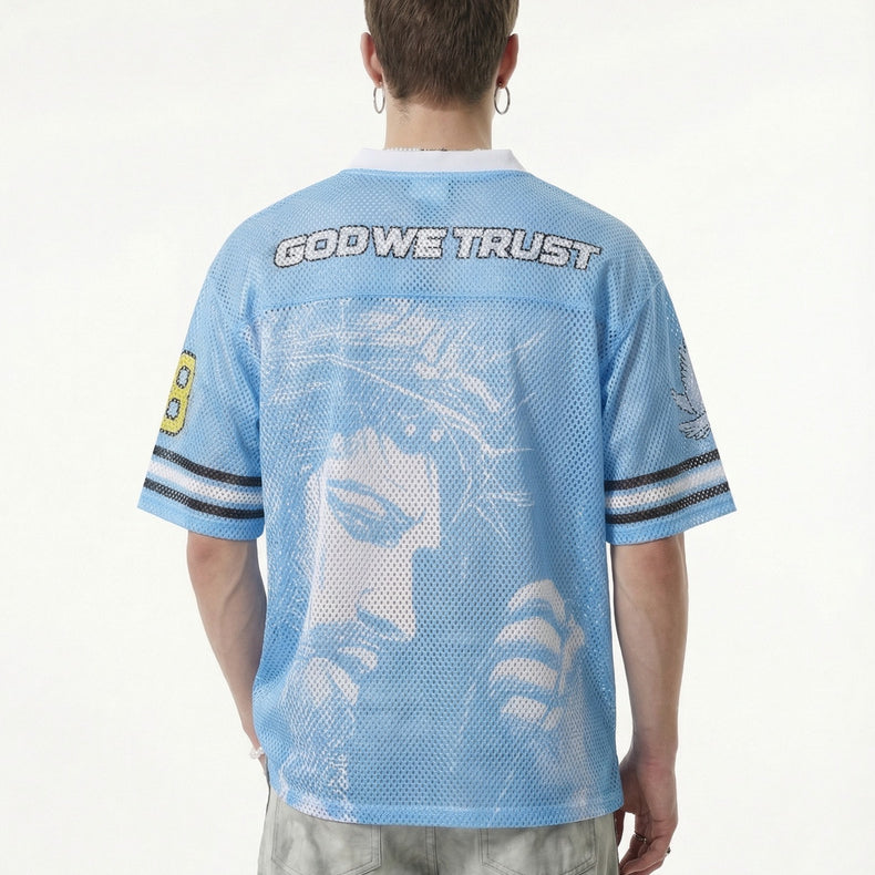 Men's Retro Y2k God Jesus Pattern Jersey T-shirt
