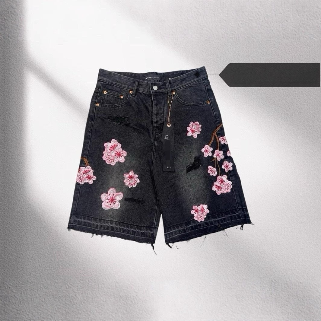Retro Japanese Floral  Loose Shorts  Jorts