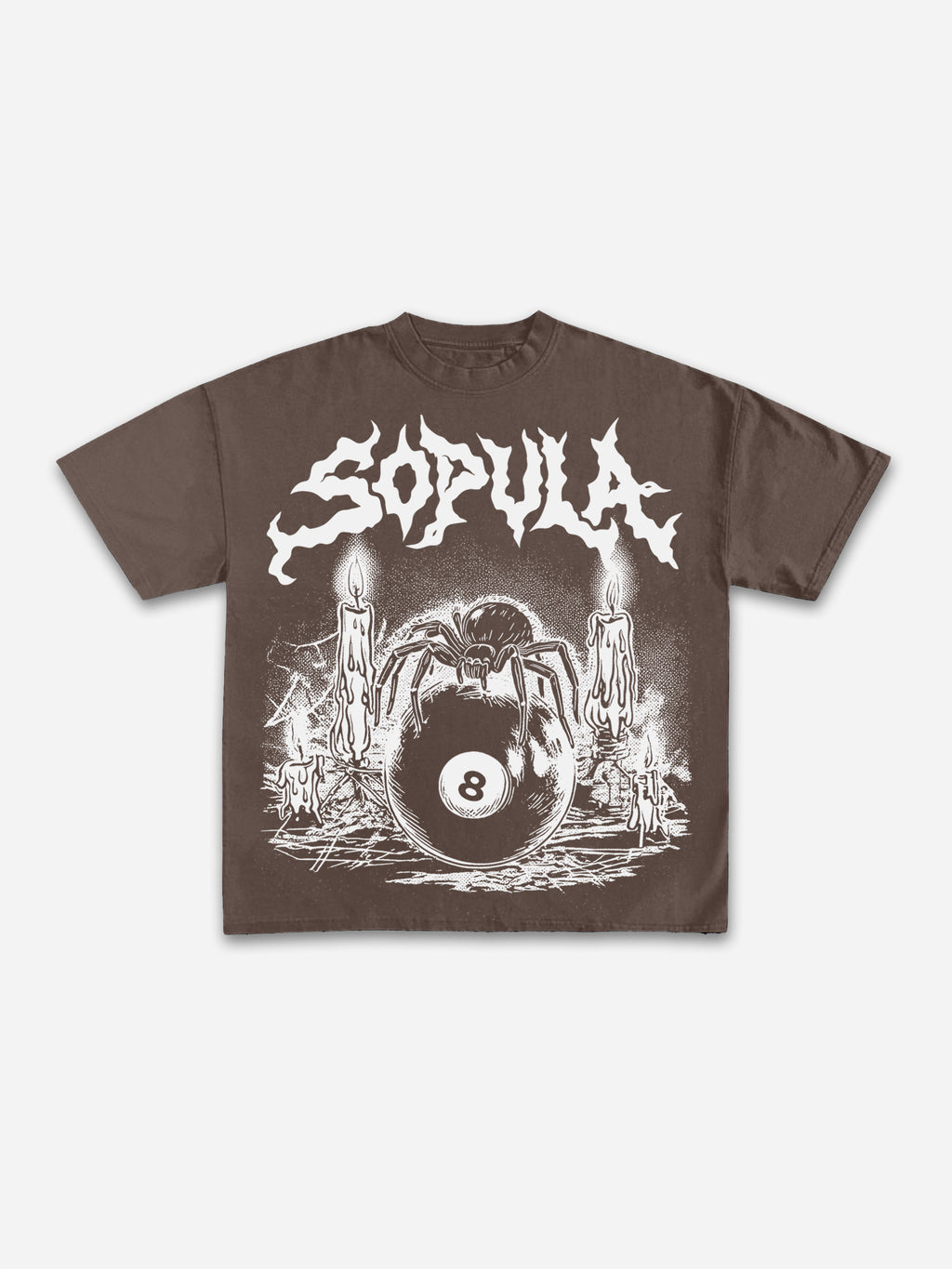 Vintage Gothic Melting Candle Black 8 Spider Graphic Cotton T-shirt