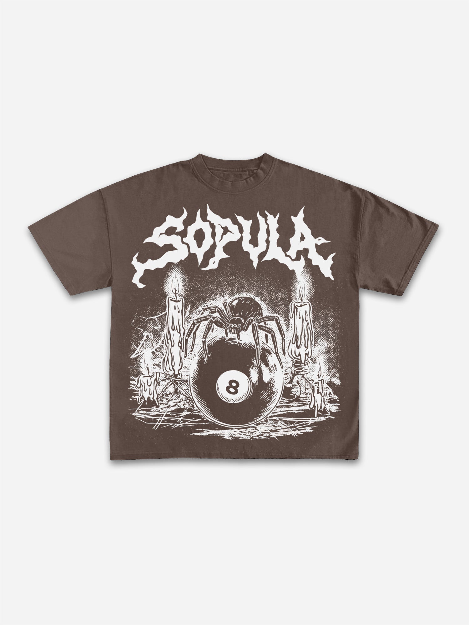 Vintage Gothic Melting Candle Black 8 Spider Graphic Cotton T-shirt