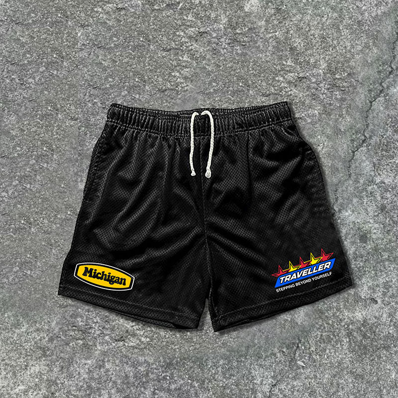 Casual Michigan Traveler Mesh Drawstring Shorts