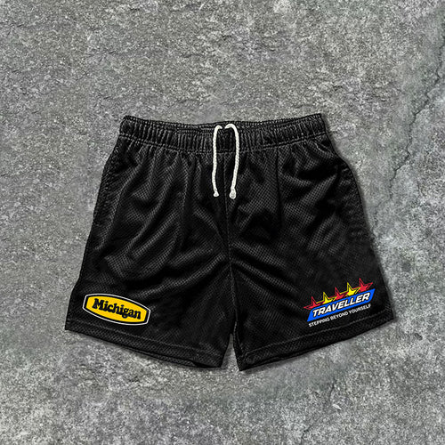 Casual Michigan Traveler Mesh Drawstring Shorts