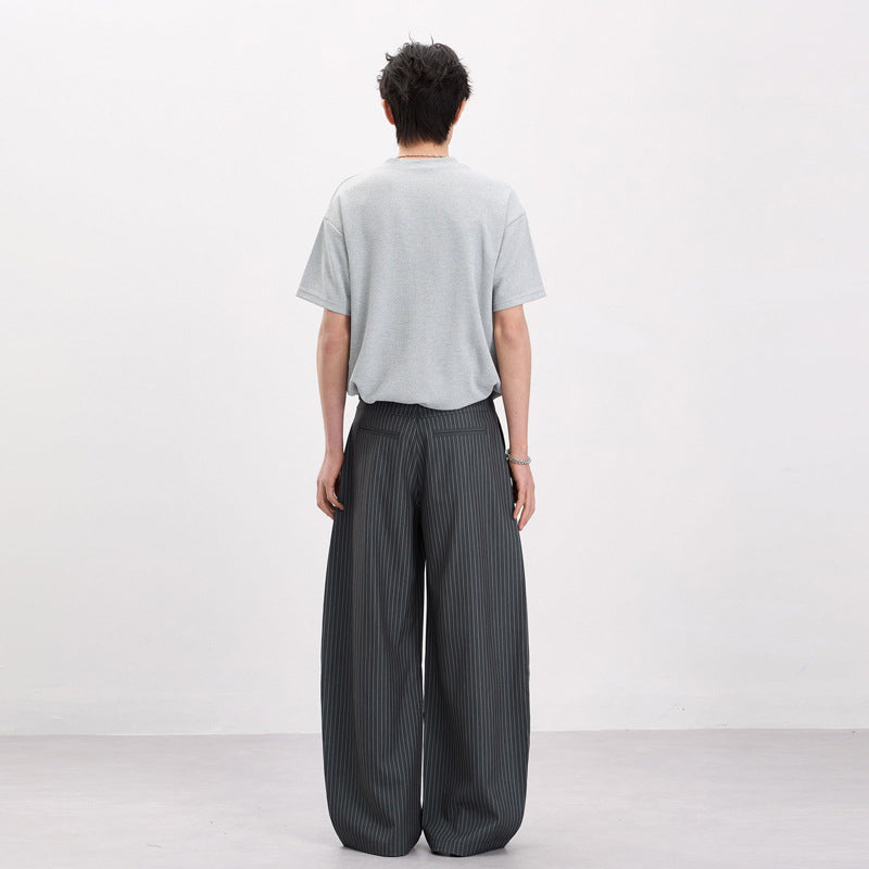 Streetwear Striped Wide-leg Trousers