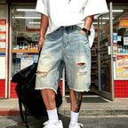 Men's Fashion Retro Ripped Loose Denim Shorts
