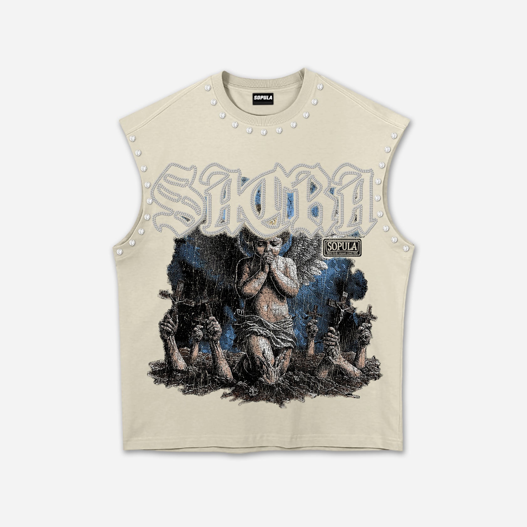 Sacra Retro Angel Vintage Graphic Tank Top
