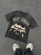Retro First Sunday Faith Graphic Print Acid Washed T-shirt