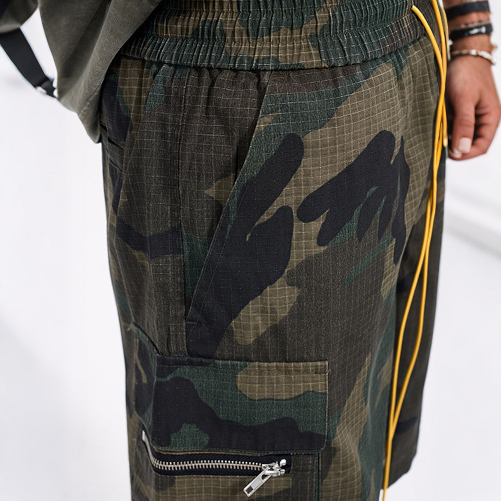 Men's Streetwear Camo Denim Shorts