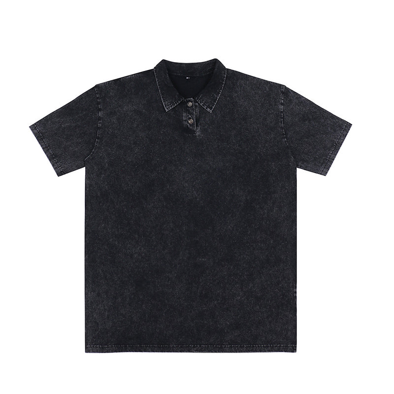 Retro Pure Cotton Casual Collared Short-sleeved Polo Shirt
