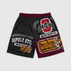 Sopula Retro Tiger Badge Graphic Athletic Mesh Shorts