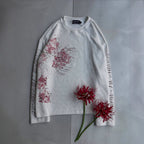 Tokyo Waffle Floral Print Long-sleeved T-shirt
