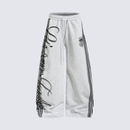 Retro Striped Letter Print Wide-leg Sweatpants
