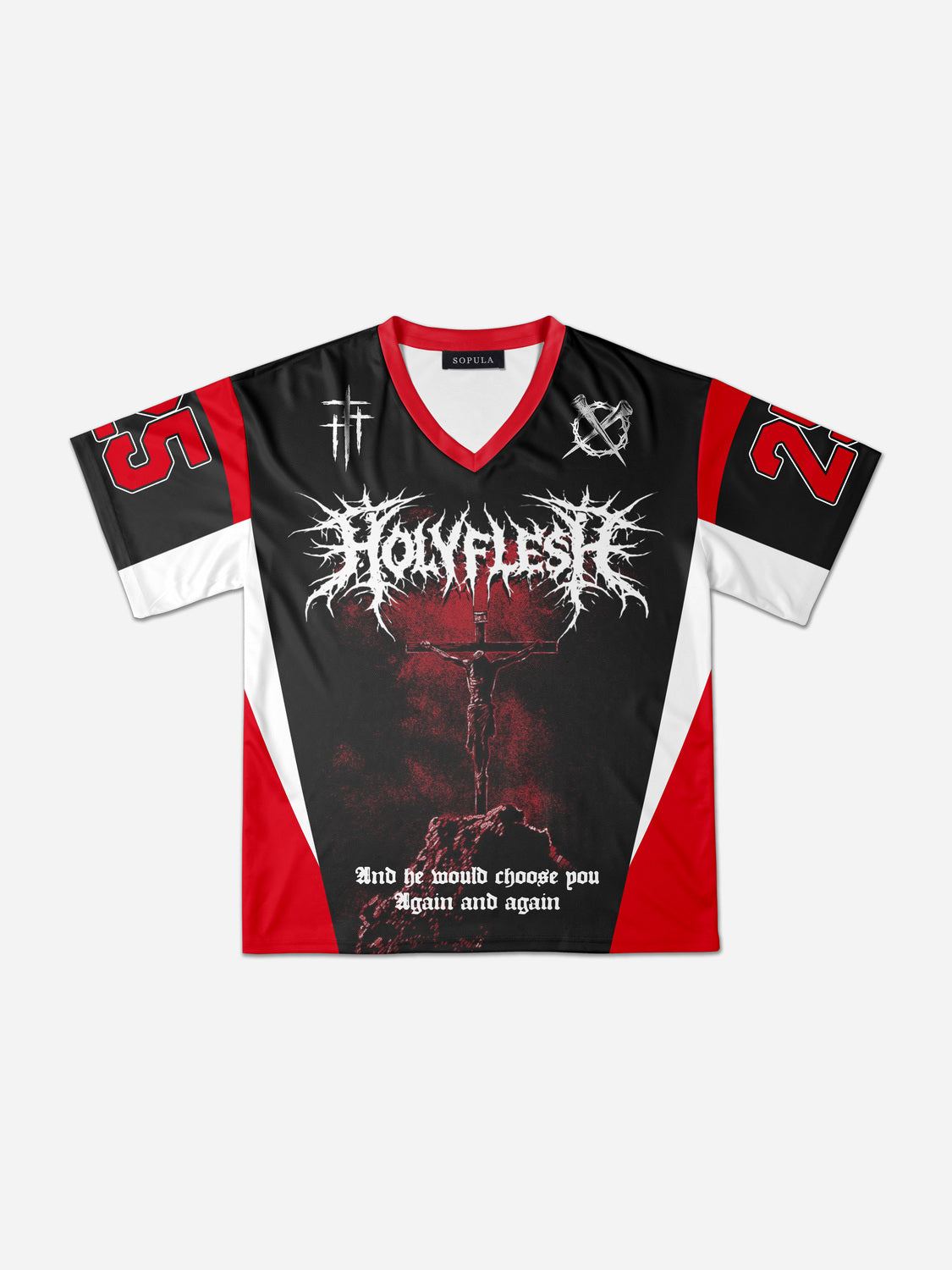 John 14：8 Holyflesh Cross Jesus Graphic Patchwork Color Mesh Jersey