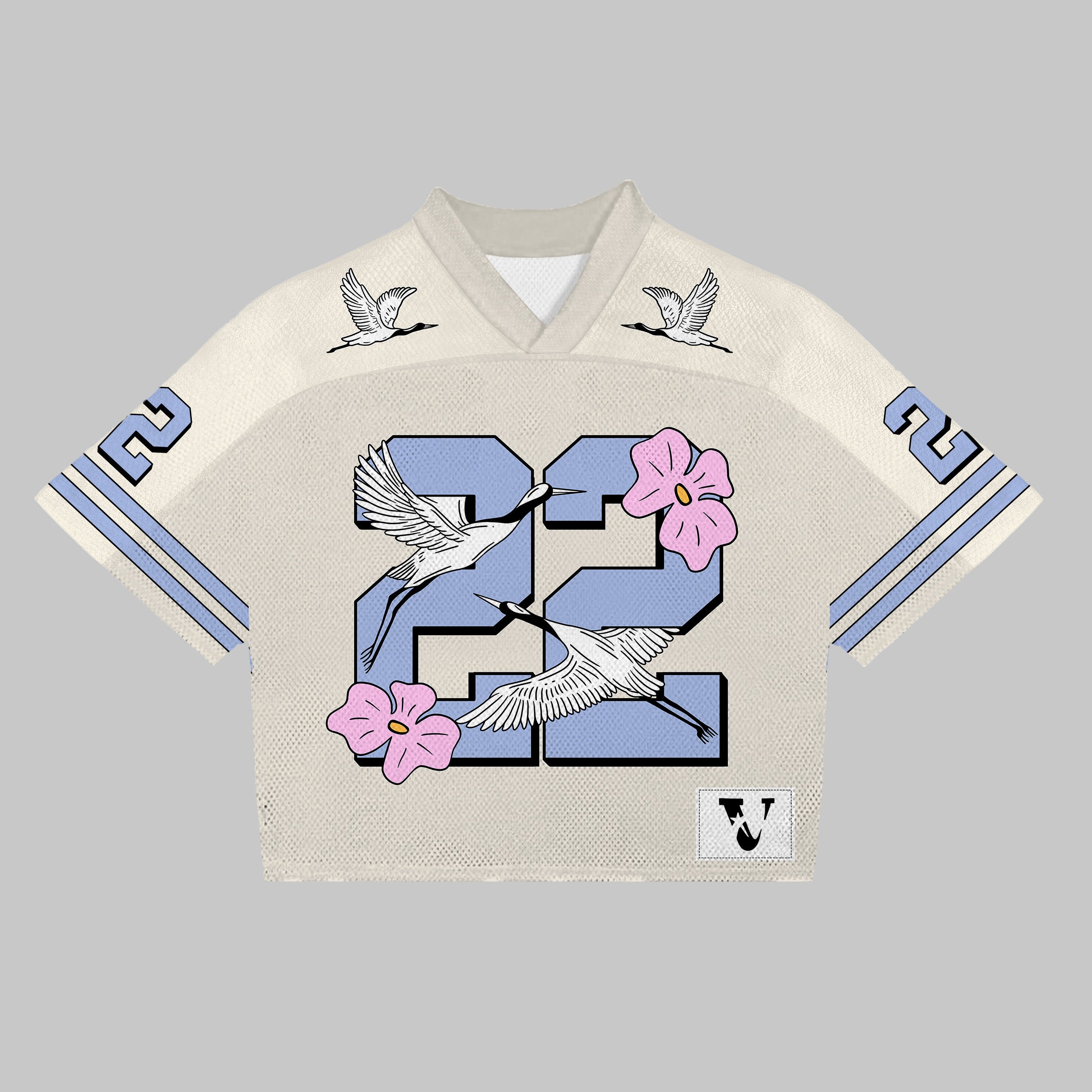 Vintage  No.22 In Floral Graphics Blokecore Blokette Jerseyfit V-neck T-shirt